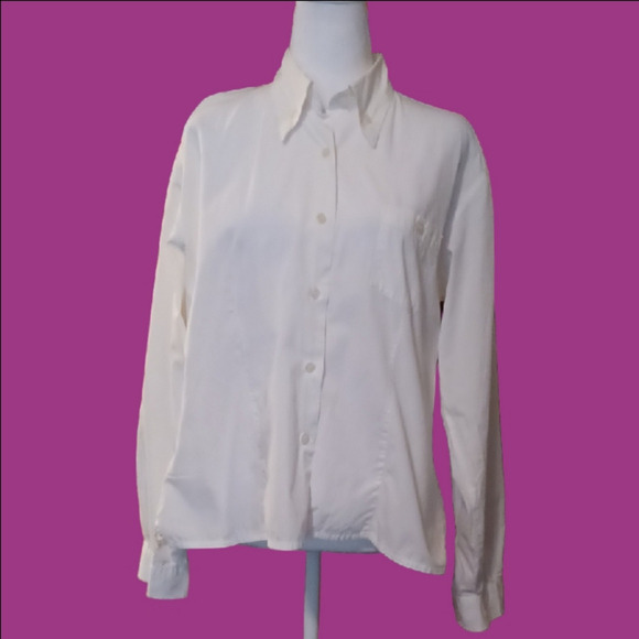 💫Classic White Button-Up Shirt With Pocket - Picture 4 of 10
